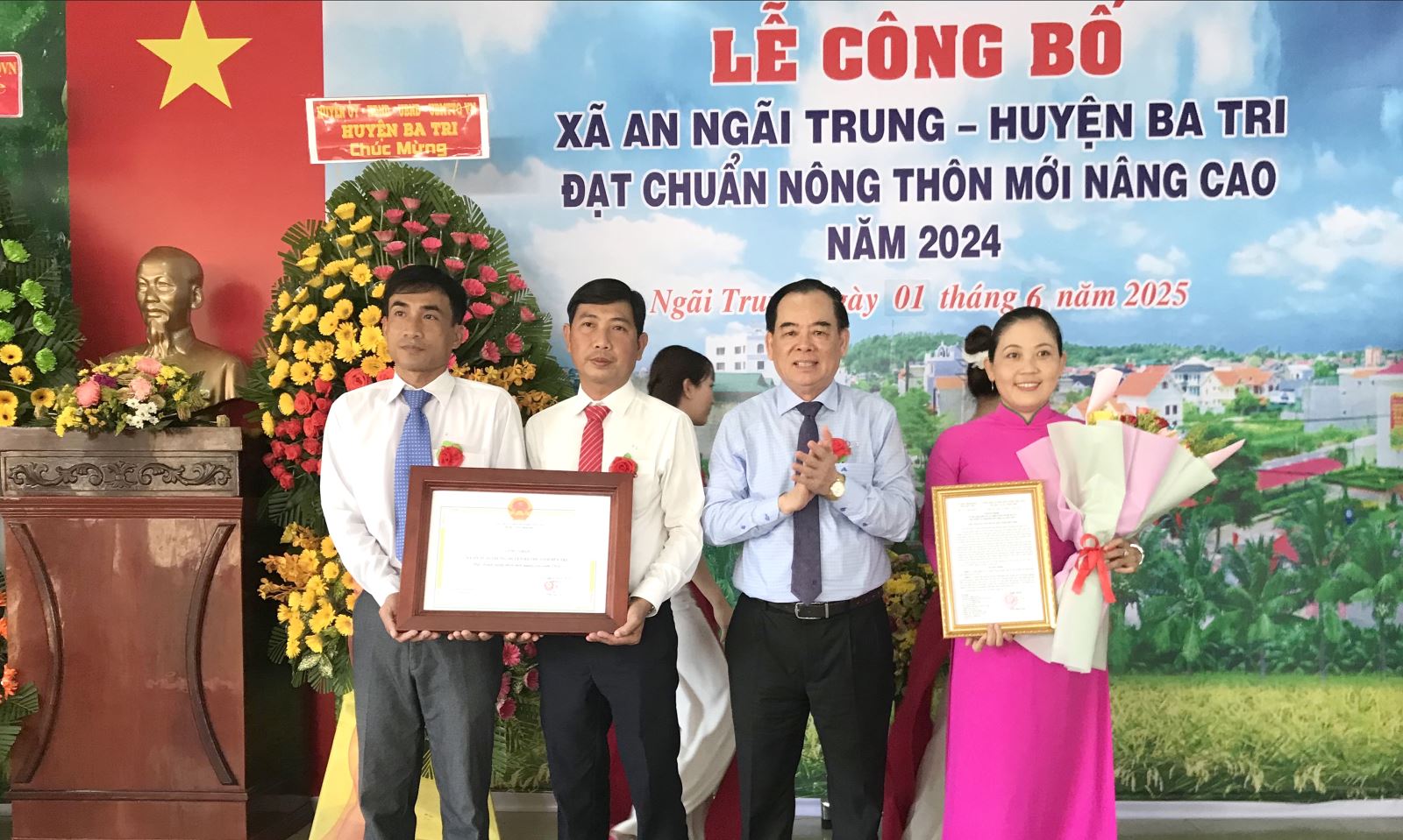 Ba Tri – Công bố xã An Ngãi Trung đạt chuẩn xã nông thôn mới nâng cao